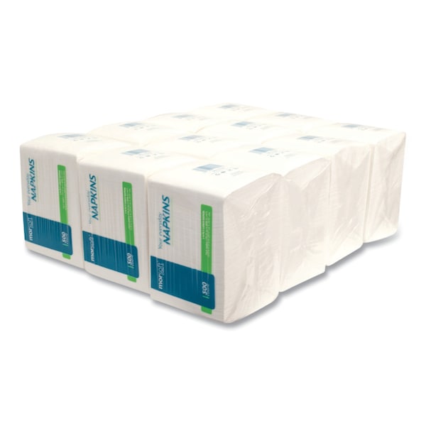 Morcon Paper Lunch Napkin, 1/4 Fold, 1 Ply, 11" x 13", White, PK6000 - MOR 1250