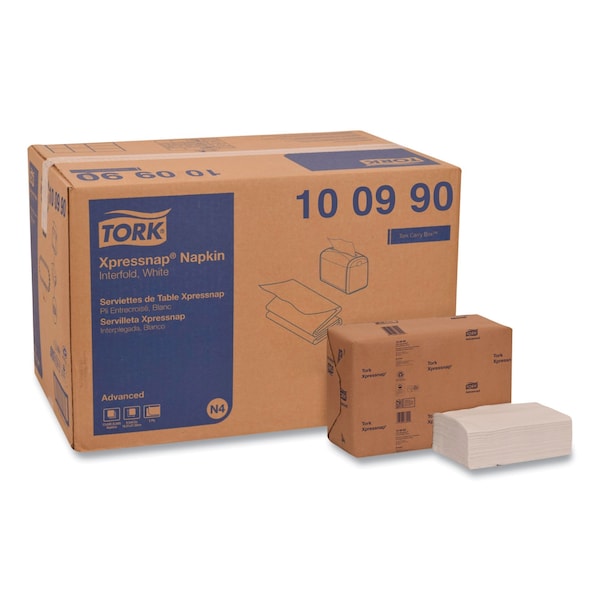 Tork Xpressnap Interfold Dispenser Napkins, 2-Ply, 6.5 x 8.5, White, 6000PK - 100990