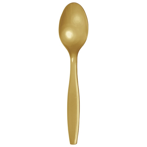 Touch Of Color Glittering Gold Plastic Spoons, 6.75", 288PK - 010589