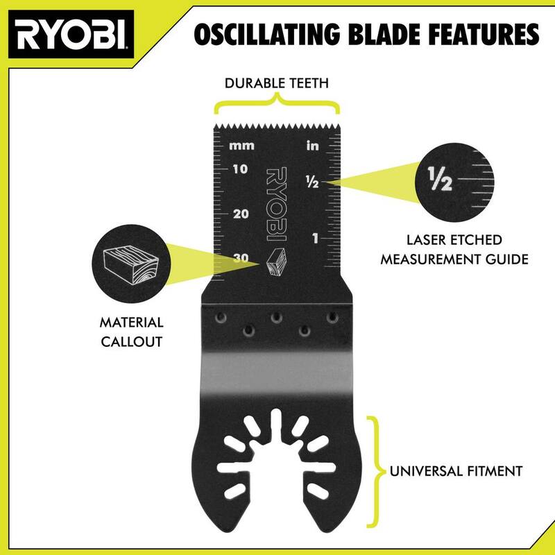 Juego de Accesorios de Hojas para Herramienta Multiusos Oscilante de 16 Piezas RYOBI con Juego de Hojas para Herramienta Multiusos Oscilante de Madera y Metal de 4 Piezas - A241601-A24402