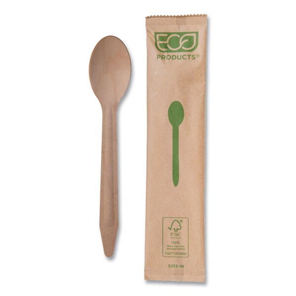 Eco-Products Wood Cutlery, Spoon, Natural, PK500 - EP-S213-W