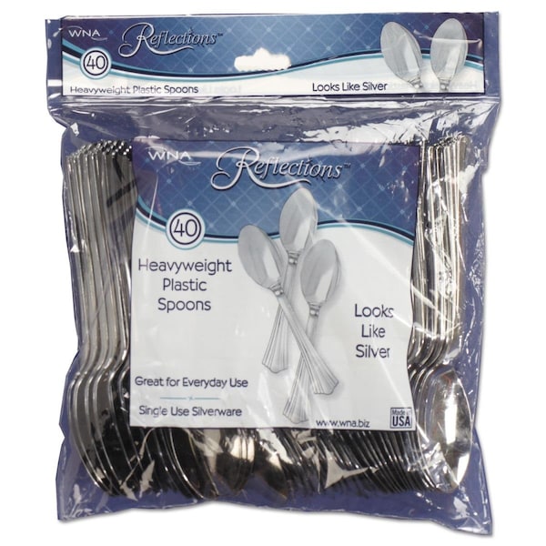 Goldengifts Spoon Reflections Heavyweight Plastic Utensils; Silver, 320PK - GO3737097