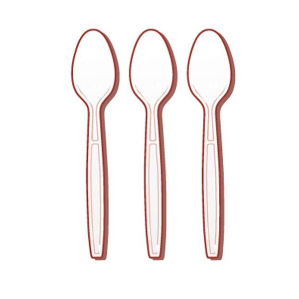 Fineline Settings Fineline Settings 2515-WH Flairware Full Size Extra Heavy Cutlery Spoons - Bagged- White - 2515-WH