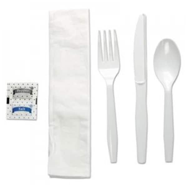 Razoredge Six-Piece Mediumweight Utensil Cutlery Kit, Condiment & Fork & Knife & Napkin & Teaspoon, White - RA3193413