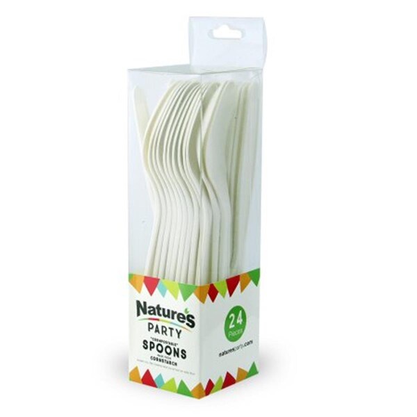 Natures Party 8NPCVPL833-nparty048 7 in. Cornstarch Spoon, White - 8NPCVPL833_NPARTY048