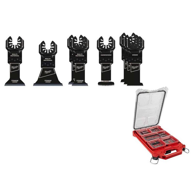 Juego de hojas para herramienta multifunción oscilante de Milwaukee con juego de puntas de destornillador de acero aleado SHOCKWAVE Impact Duty y estuche PACKOUT (108 piezas) - 49-10-9108W-48-32-4082