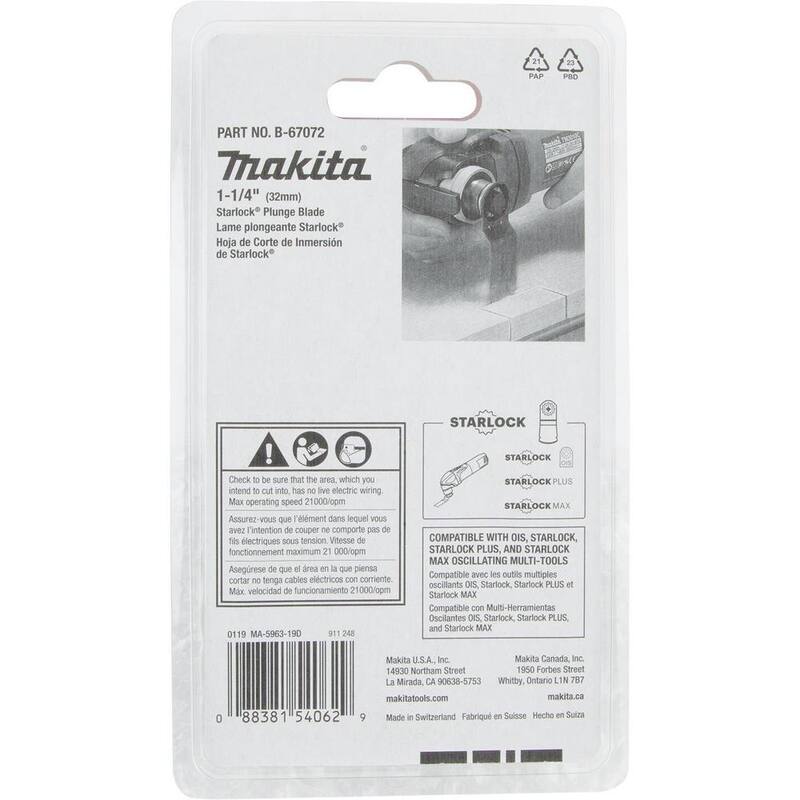 Hoja de inmersión Starlock de 1-1/4 pulgadas (BiM), 14 TPI - B-67072 de Makita.