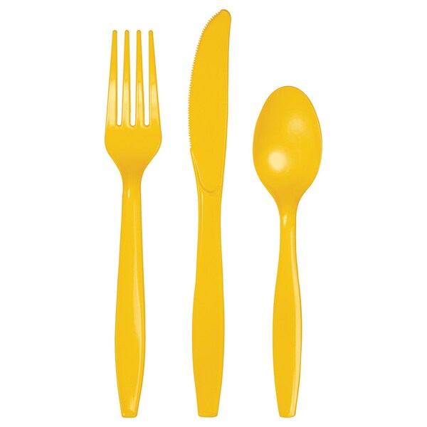 Touch Of Color Bus Yellow Assorted Plastic Cutlery, School, 288PK - 010425