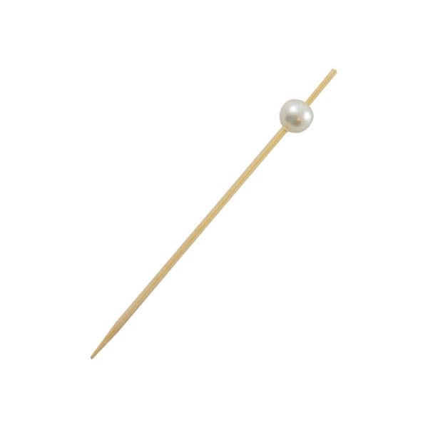Omg 4.75 In. Bijou Bamboo Pick With White Pearl, 2000PK - OM115230