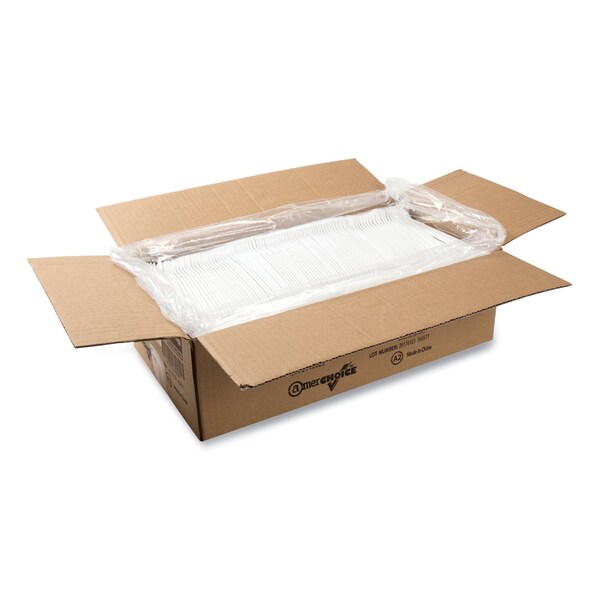 Amercareroyal Polypropylene Cutlery, Soda Spoon, 7.87 in., White, 1000PK - P2303W