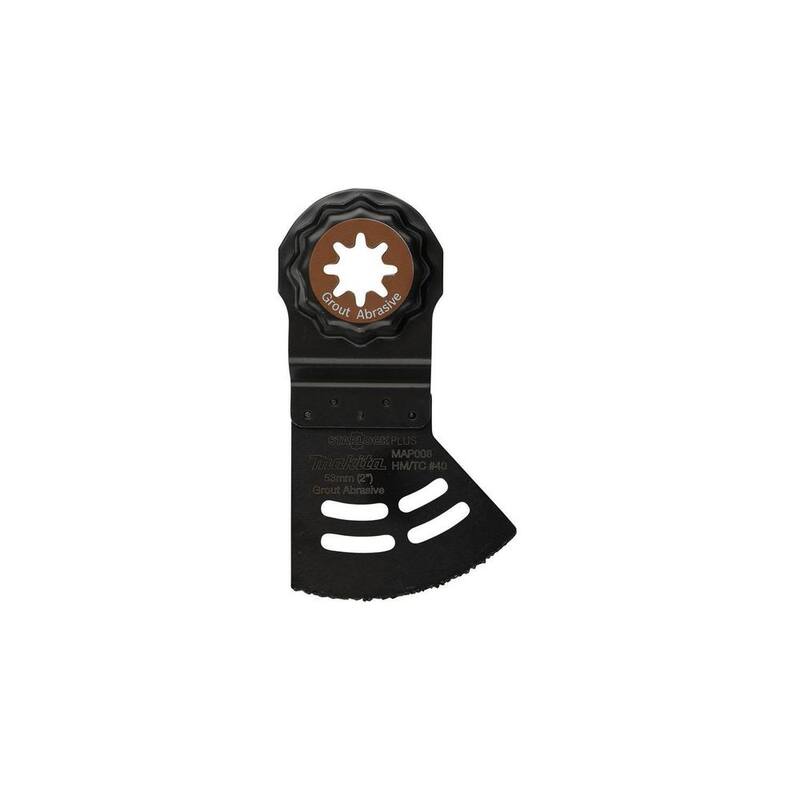 Herramienta múltiple oscilante Makita StarlockPlus 2 en 1 para cortes profundos y sierra, con recubrimiento de carburo en el borde de 40 granos para lechada y piedra abrasiva - E-08517