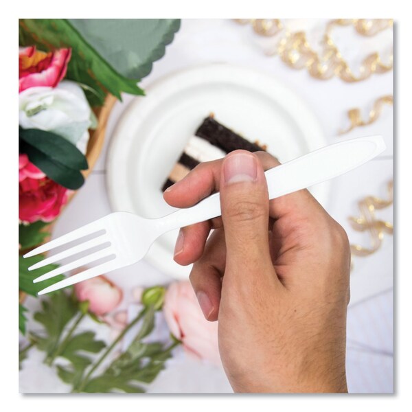 Solo Impress Heavyweight Full-Length Polystyrene Cutlery, Fork, White, 100PK - HSWFX-0007