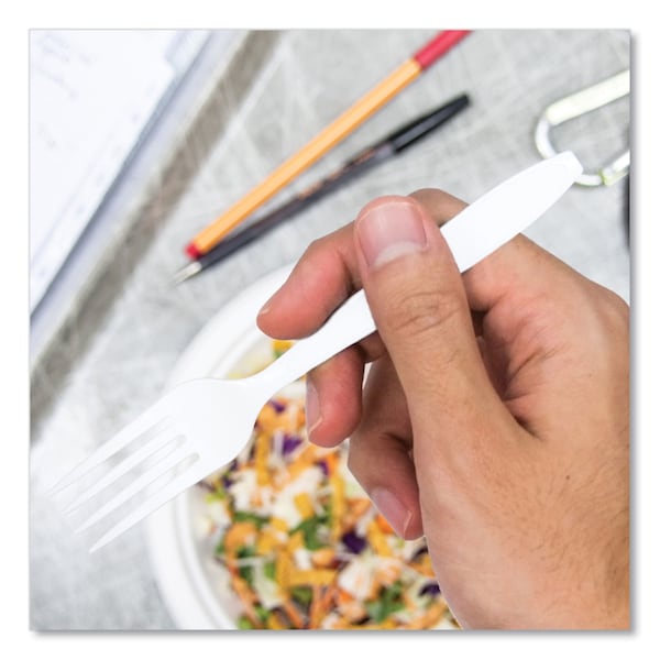 Solo Impress Heavyweight Full-Length Polystyrene Cutlery, Fork, White, 100PK - HSWFX-0007