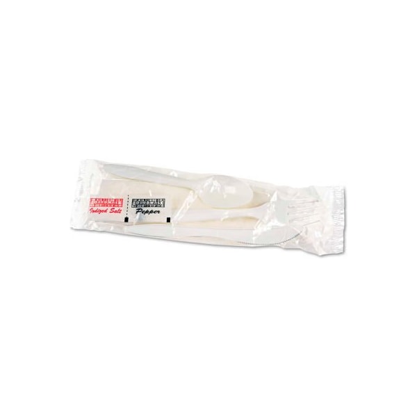 Boardwalk Boardwalk BWK6KITMW, Wrapped Cutlery Kit, Plastic, White, 250/Carton - FK-FSKW-NSP-LAG