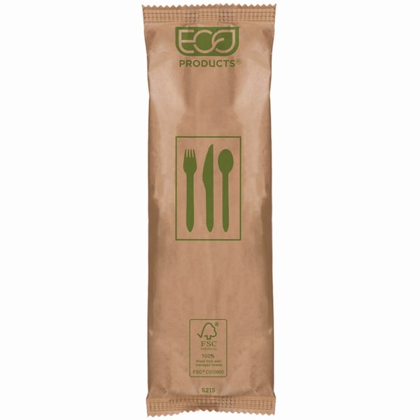 Eco-Products Wood Cutlery, Fork/Knife/Spoon/Napkin, Natural, 500PK - EP-S215