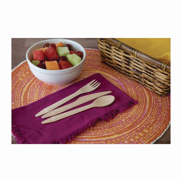 Eco-Products Wood Cutlery, Fork/Knife/Spoon/Napkin, Natural, 500PK - EP-S215