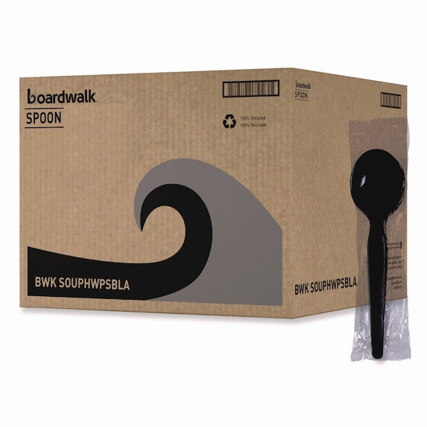 Boardwalk Heavyweight Polystyrene Cutlery, Soup Spoon, Black, PK1000 - SOUPHWPSBLA