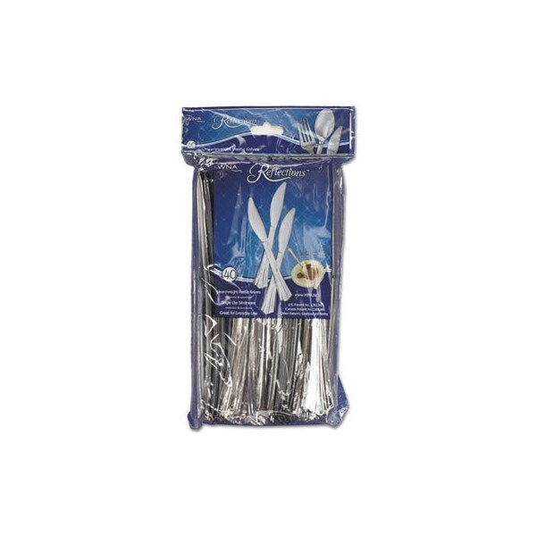 Wna WNA, Reflections Heavyweight Plastic Utensils, Knife, Silver, 7 1/2in, 40PK - REF320KNPK