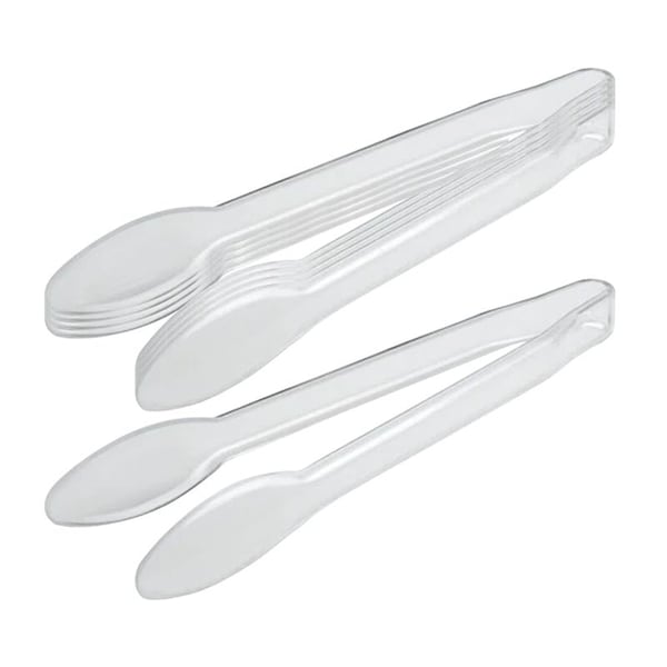 Smarty Had A Party 9" Clear Disposable Plastic Serving Tongs (48 Tongs), 48PK - 2549-CASE