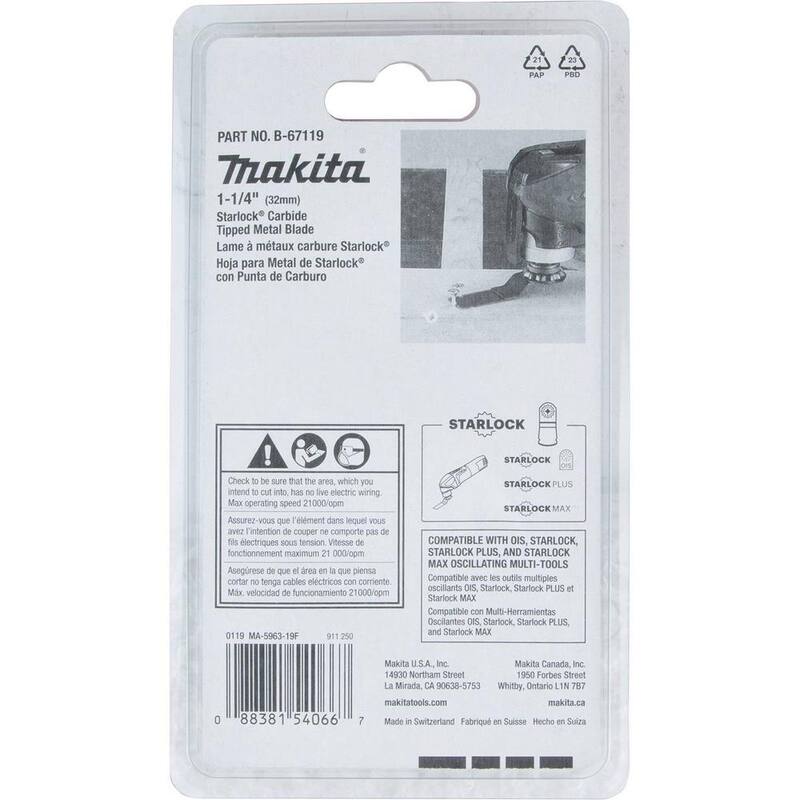 Hoja de metal con punta de carburo Starlock de 1-1/4 pulgadas - B-67119 de Makita