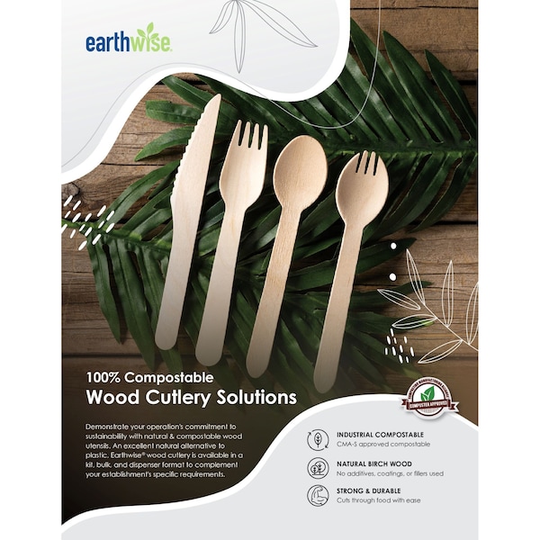 Hoffmaster 7.75in x 7.75in Pre-rolled FashnPoint CaterWrap White Napkins with Earthwise Wood Cutlery, 50PK - 120031