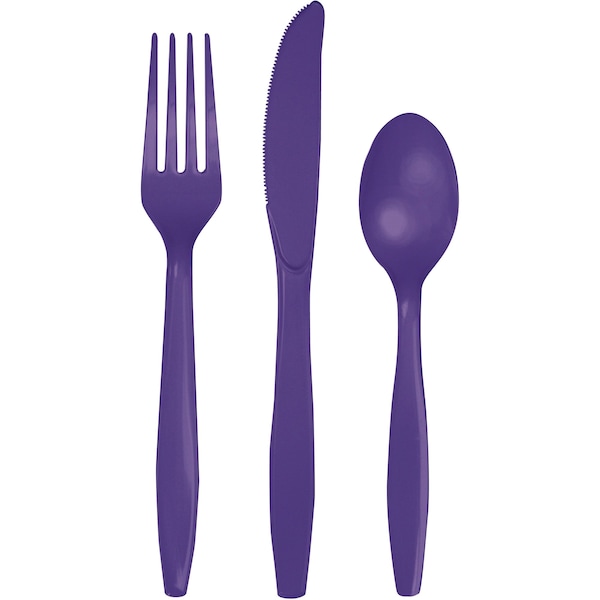 Touch Of Color Assorted Plastic Cutlery, Purple, 288PK - 010426