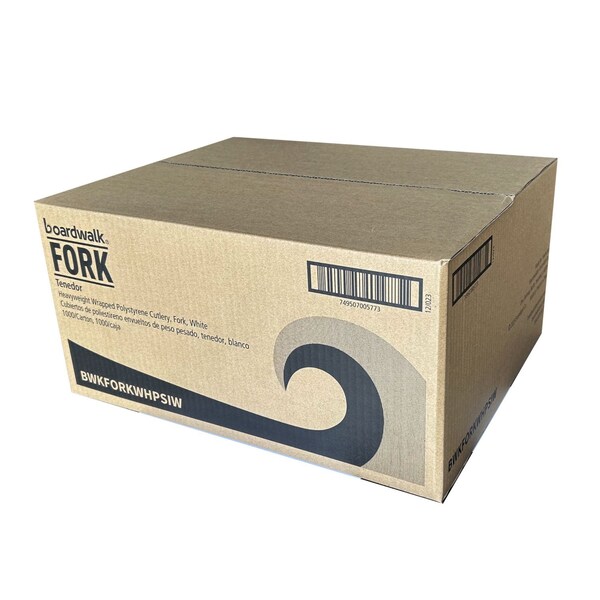 Boardwalk Heavyweight Wrapped Polystyrene Cutlery, Fork, White, 1000PK - BWKFORKWHPSIW