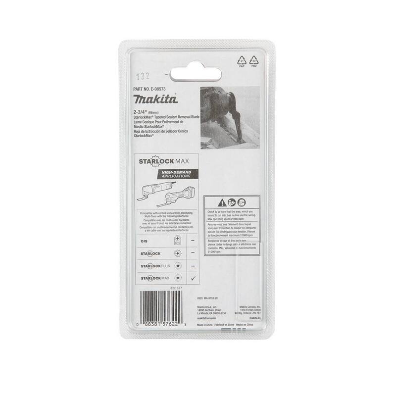 Herramienta multifunción oscilante StarlockMax de Makita de acero al carbono de alta calidad para remover selladores y cortar juntas - E-08573