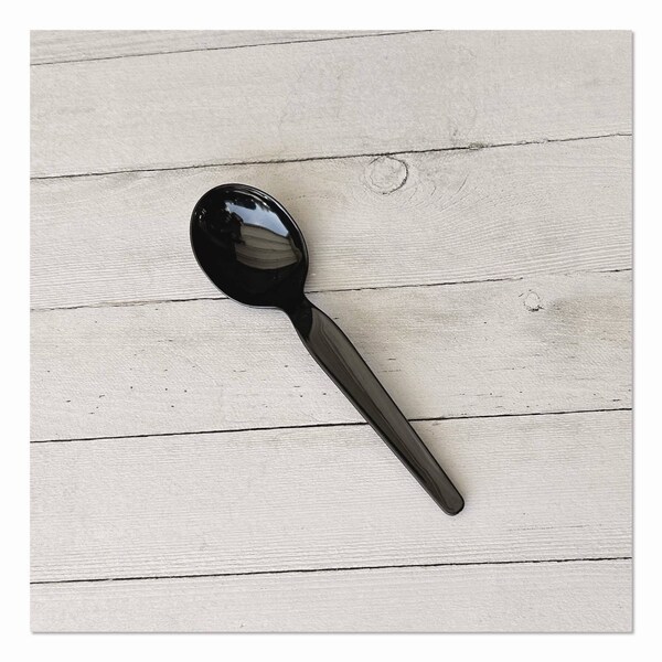 Boardwalk Heavyweight Polypropylene Cutlery, Soup Spoon, Black, 1000PK - BWKSOUPBLHVY