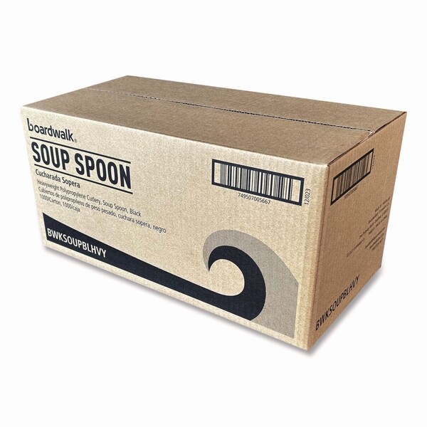 Boardwalk Heavyweight Polypropylene Cutlery, Soup Spoon, Black, 1000PK - BWKSOUPBLHVY