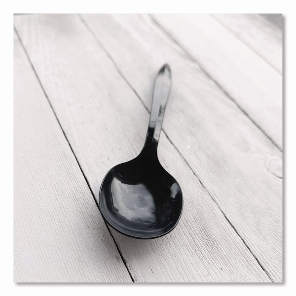 Boardwalk Heavyweight Polypropylene Cutlery, Soup Spoon, Black, 1000PK - BWKSOUPBLHVY