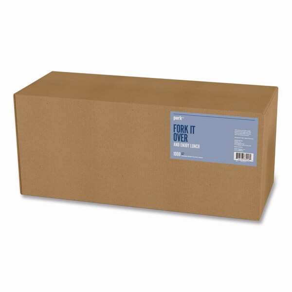 Perk Mediumweight Plastic Cutlery, Fork, White, 1000PK - PK58698/PK56397