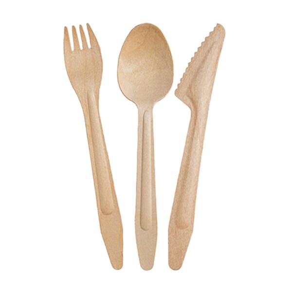Smarty Had A Party Natural Birch Eco Friendly Dispos. Wooden Cutlery Set-Spoons, Forks and Knives (600 Guests), 1800PK - 4663SPCS-CASE