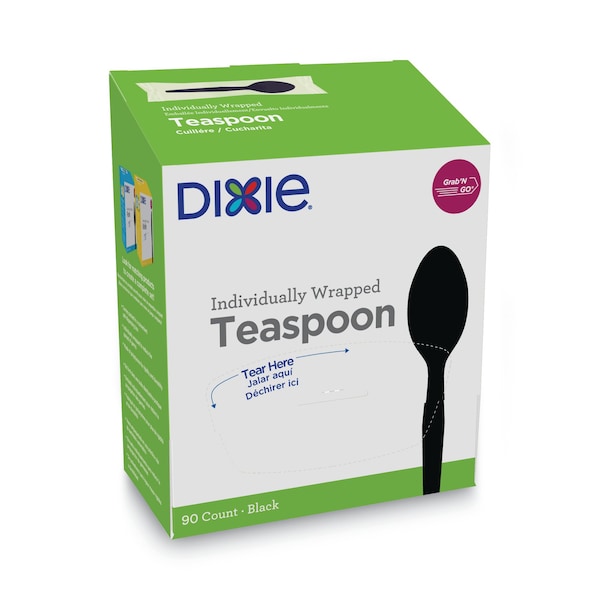 Dixie Grab N Go Wrapped Cutlery, Teaspoons, Black, PK540, 540PK - TM5W540