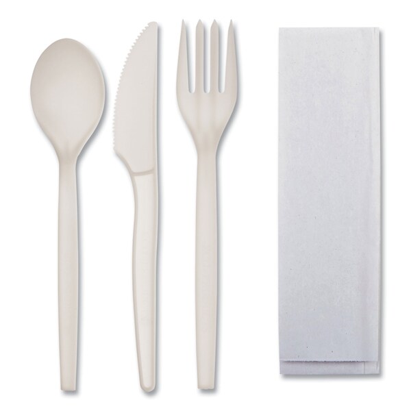 Eco-Products EcoSense Renewable PSM Wrapped Cutlery Kit, White, PK250 - ECP EP-S005