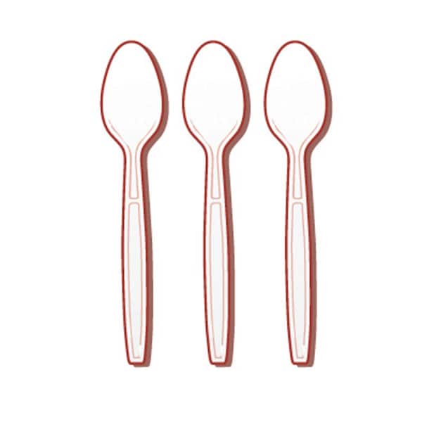 Fineline Settings Flairware Full Size Extra Heavy Cutlery Spoons - Boxed- White - 2502-WH