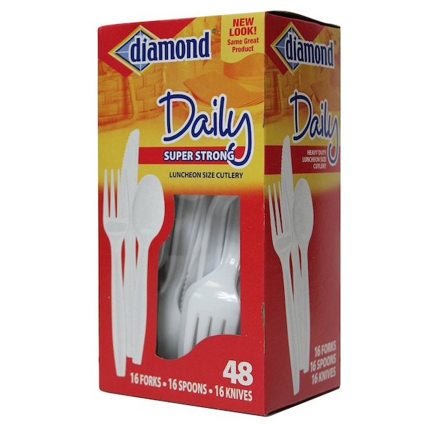Diamond Diamond White Plastic Luncheon Size Heavy Duty Cutlery 48 pk - 4142600116
