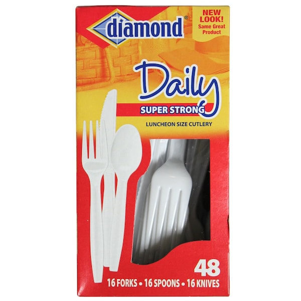 Diamond Diamond White Plastic Luncheon Size Heavy Duty Cutlery 48 pk - 4142600116
