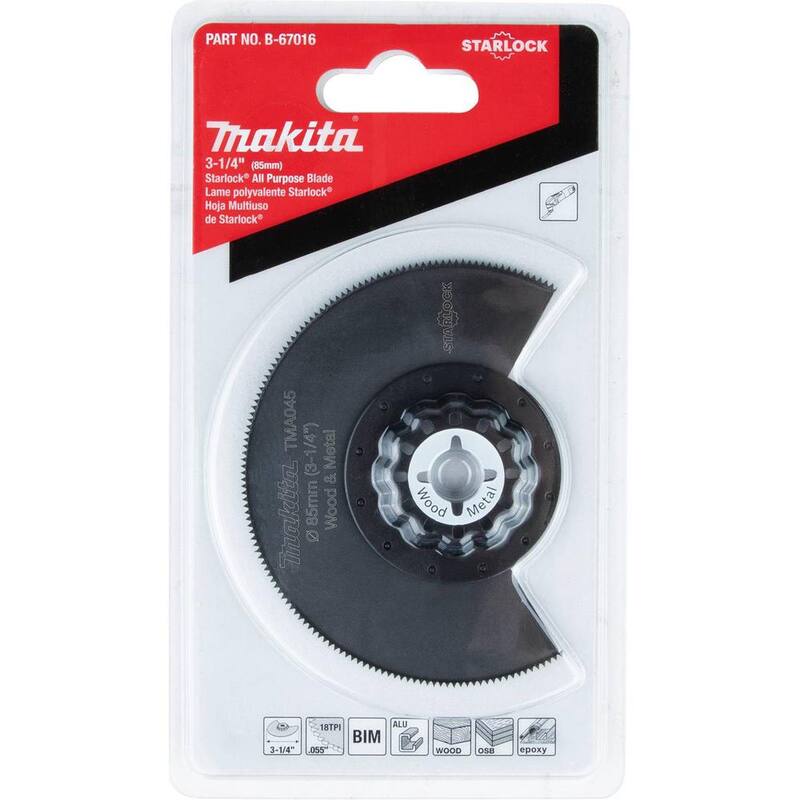 Herramienta multifuncional oscilante Makita Starlock 3-1/4 pulgadas Hoja de sierra segmentada redonda bimetálica - B-67016