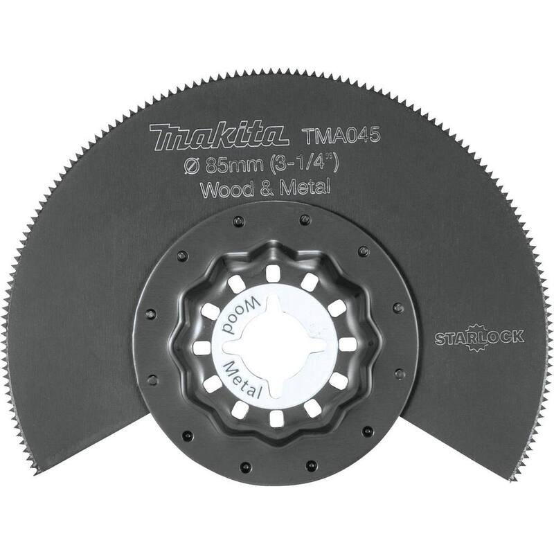 Herramienta multifuncional oscilante Makita Starlock 3-1/4 pulgadas Hoja de sierra segmentada redonda bimetálica - B-67016