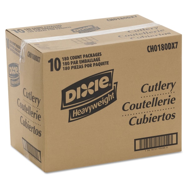Dixie Cutlery Keeper Tray with Clear Plastic Utensils: 600 Forks, 600 Knives, 600 Spoons, 1800PK - CH0180DX7