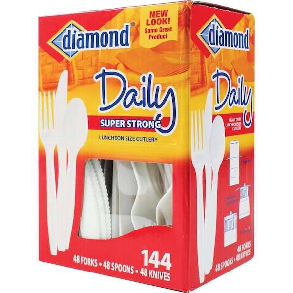 Diamond Heavy-Duty Plastic Cutlery Set 144-Piece - 41426-10065