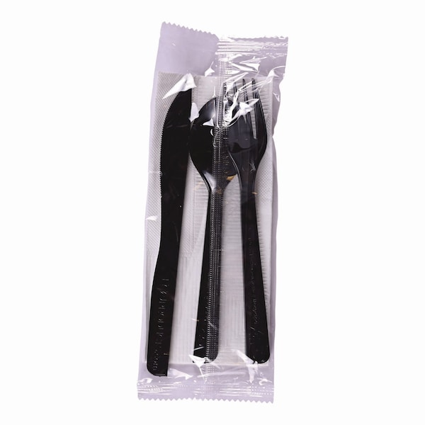 Eco-Products Content Cutlery Kit, Fork/Knife/Soup Spoon/Teaspoon6", Black, PK250 - EP-S115