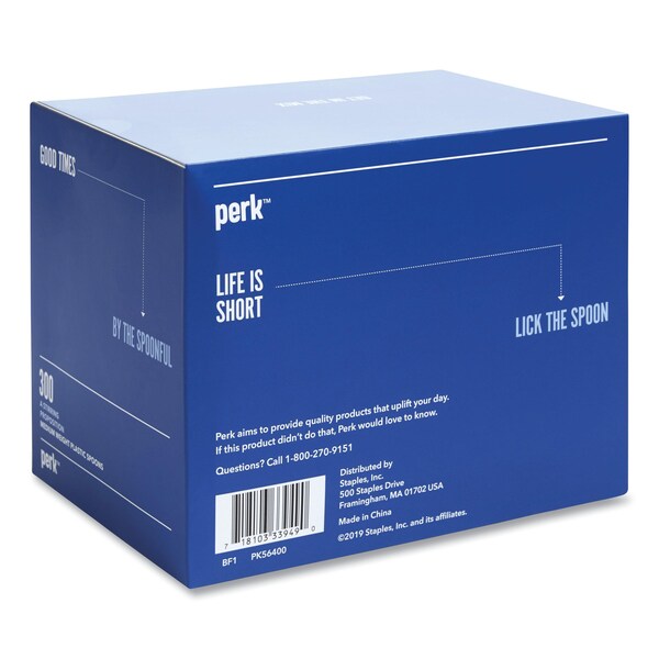 Perk Mediumweight Plastic Cutlery, Teaspoon, White, PK300, 300PK - PK58701/PK56400