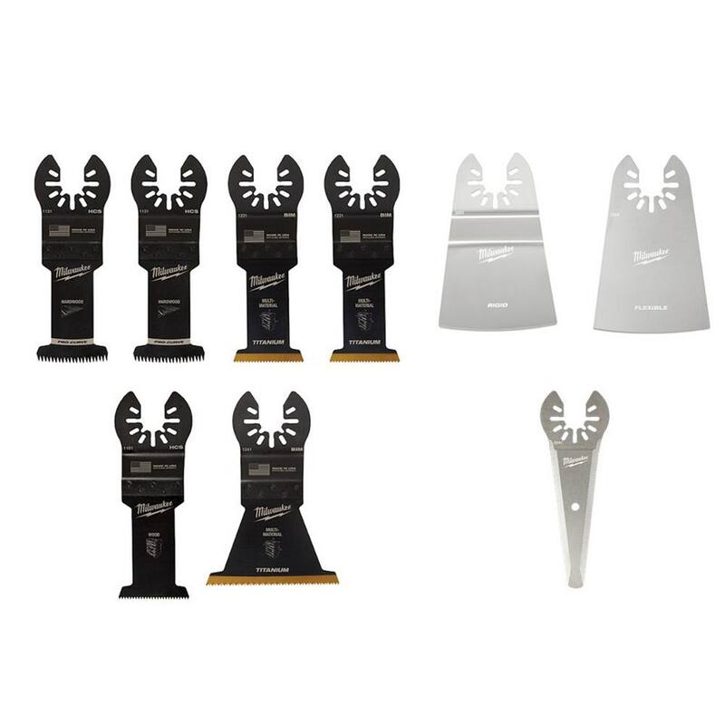Kit de inicio de hojas para multi-herramienta oscilante de Milwaukee con hojas especializadas para eliminación de sellador y raspado (13 piezas) - 49-10-9112-49-25-2241-49-25-2202