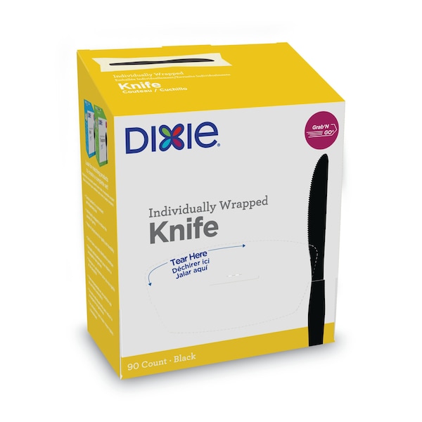 Dixie Grab N Go Wrapped Cutlery, Knives, Black, PK540, 540PK - KM5W540