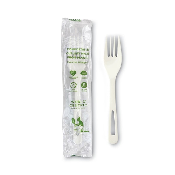 World Centric TPLA Compostable Cutlery, Fork, 6.3", White, PK750, 750PK - FO-PS-I