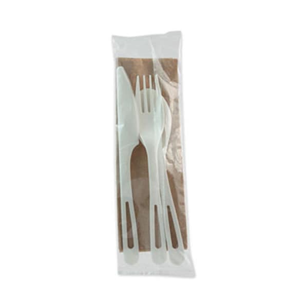 World Central WOR 6 in. TPLA Compostable Cutlery Set; White - Case of 250 - ASPSTN