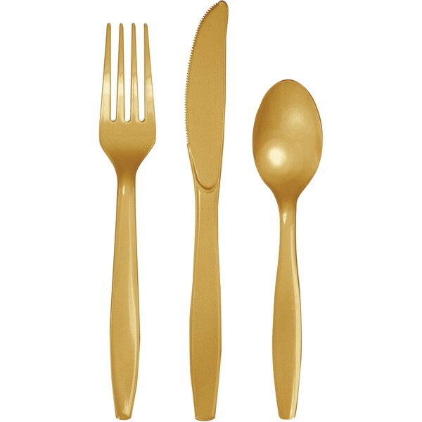 Touch Of Color Gold Assorted Plastic Cutlery, Glittering, 288PK - 010442