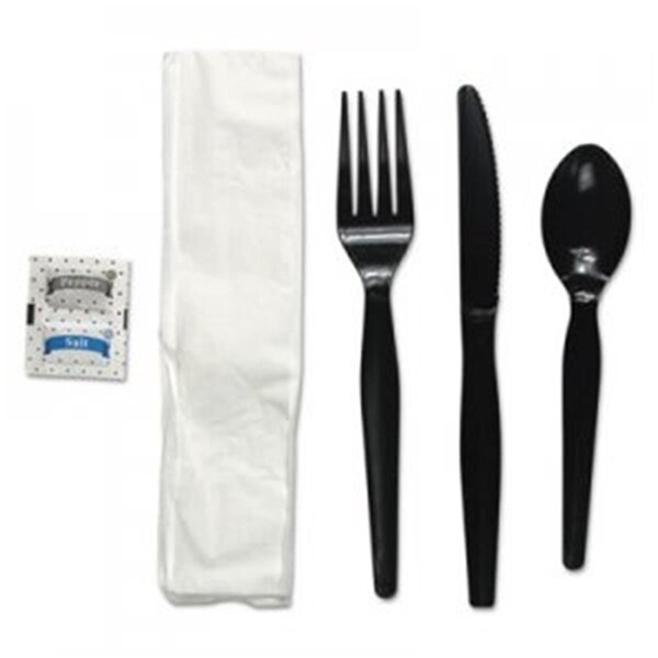 Razoredge BWK 6 Piece Utensil Cutlery Kit, Condiment & Fork & Knife & Napkin & Spoon, Heavyweight, Black - RA3205473